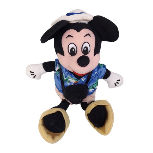 Disney Store Mickey Mouse Tourist Mouse Bean Bag Plush 8" Rare Retired - Picture 2 of 11